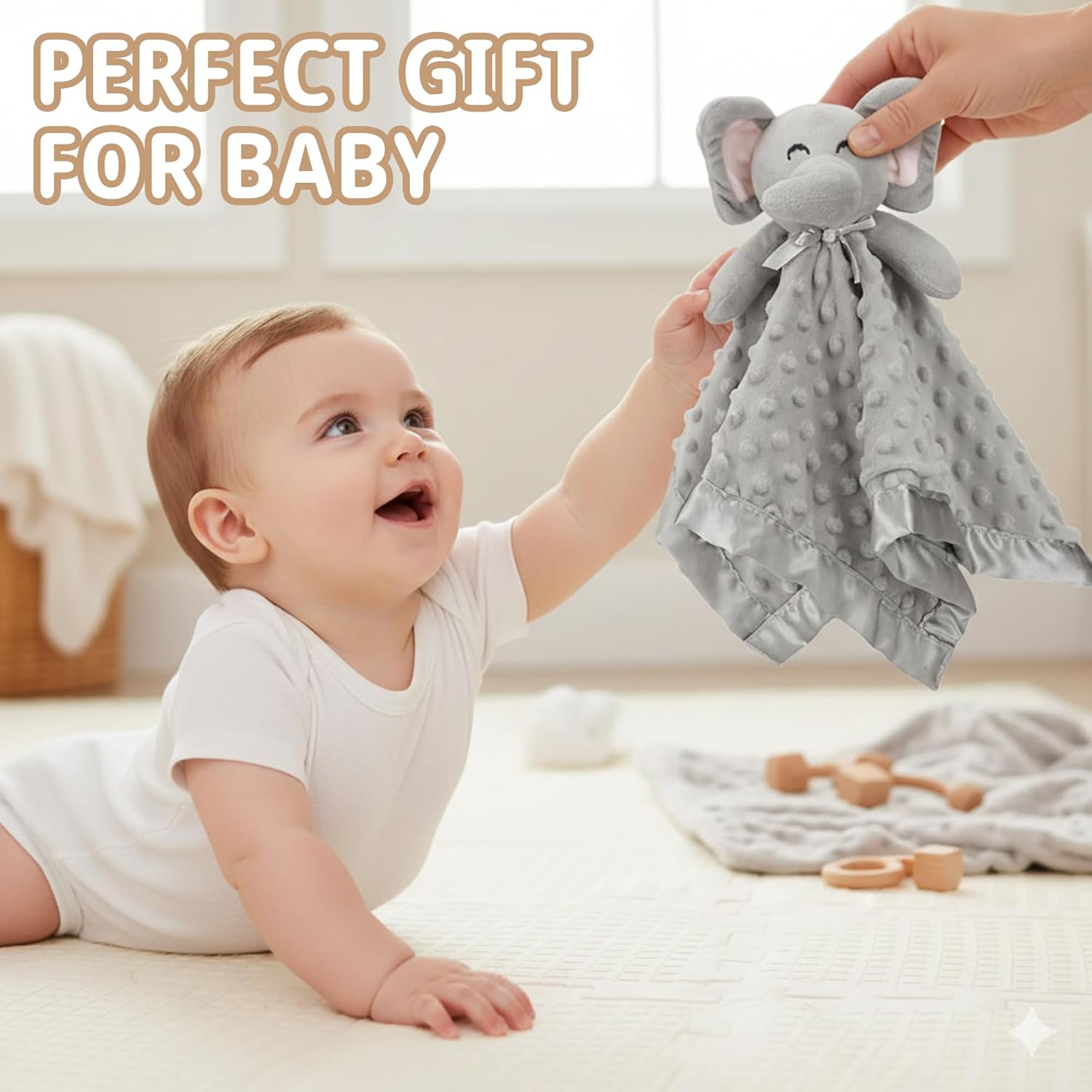 Elephant Baby Lovey Blanket Ideal Gift for Newborn Boys and Girls