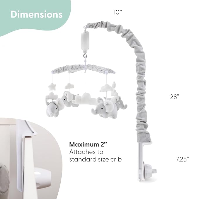 Elephant nursery mobile decor, perfect for baby crib and room styling.