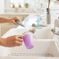 Ergonomic bottle cleaning brush, featuring a non-slip handle for comfortable use.