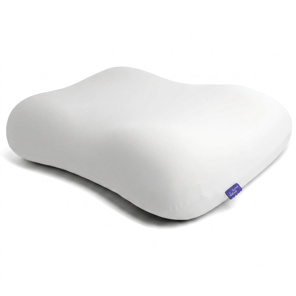 Ergonomic contour pillow with curved memory foam design for sleeping