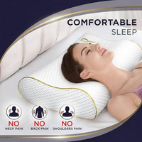 Ergonomic sleep pillow with smooth contoured shape for bedroom use