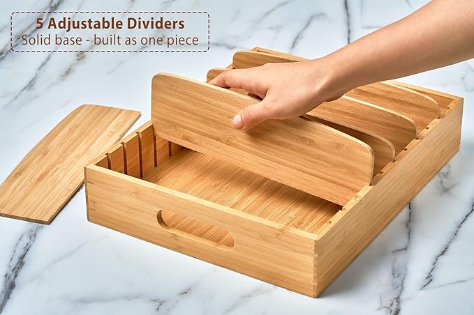 Kitchen cabinet storage caddy with adjustable sections