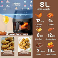 Black 8L Digital Air Fryer with Custom Presets