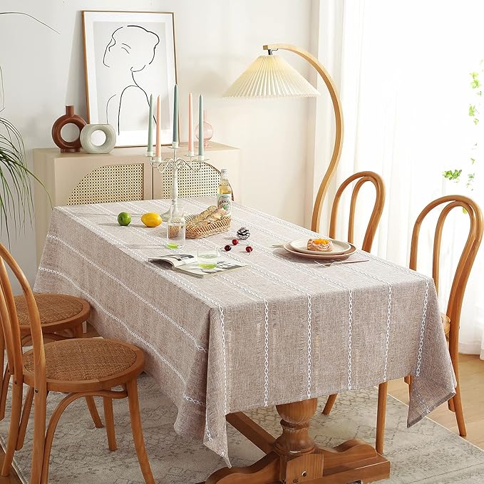 Soft Linen Blend Rectangle Table Cover