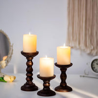 Rustic Pillar Candle Stands with Vintage Finish