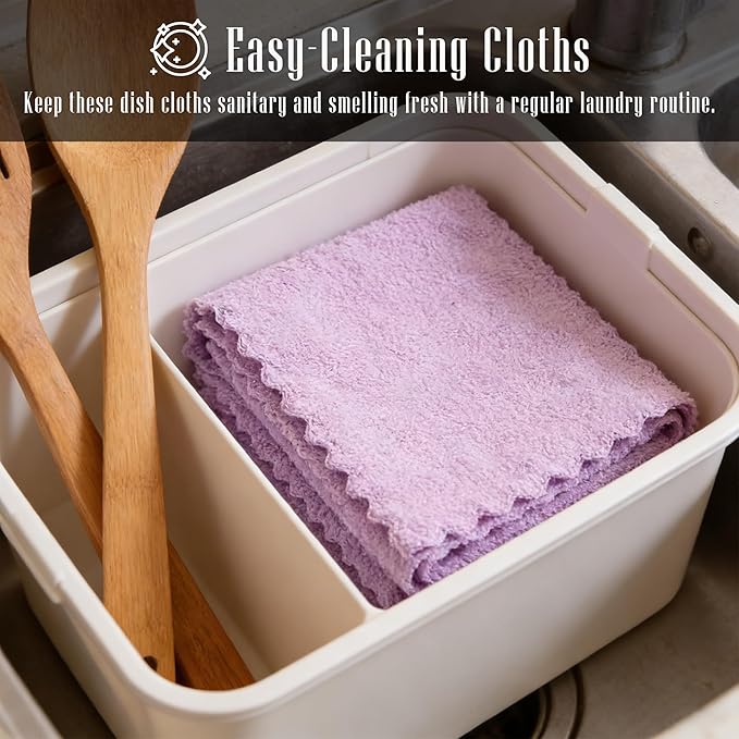 Coral fleece dishcloth set with quick drying fabric for home kitchen use