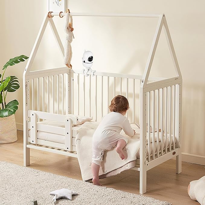 Flexible Baby Monitor Mount Attached To Baby Crib