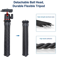 Flexible tripod with built-in phone holder for mobile content setup
