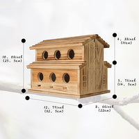 wooden birdhouse suitable for bluebirds, finches, and cardinals