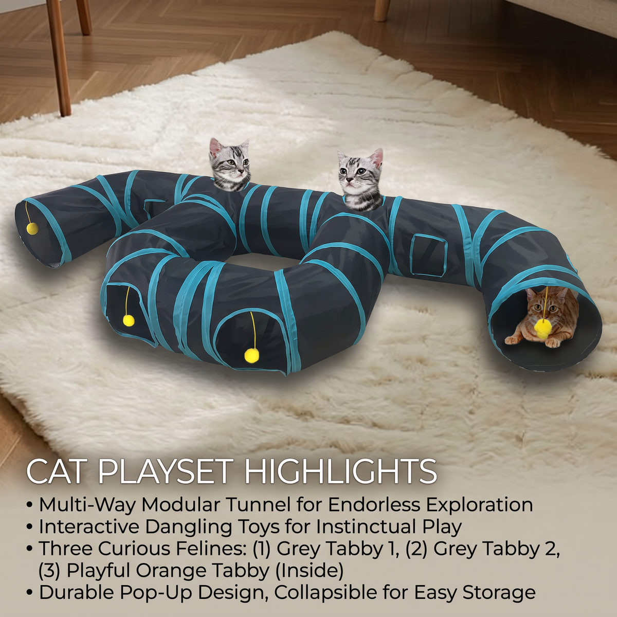 Foldable cat play nest with interactive design