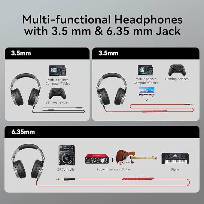 Foldable wired headphones for easy storage and transport, perfect for musicians, podcasters, and DJs on the go