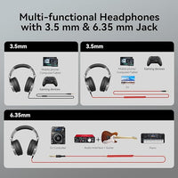 Foldable wired headphones for easy storage and transport, perfect for musicians, podcasters, and DJs on the go
