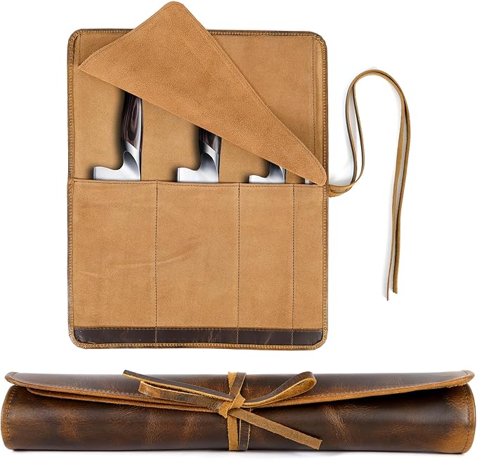 Foldable culinary roll bag shown closed on a plain background