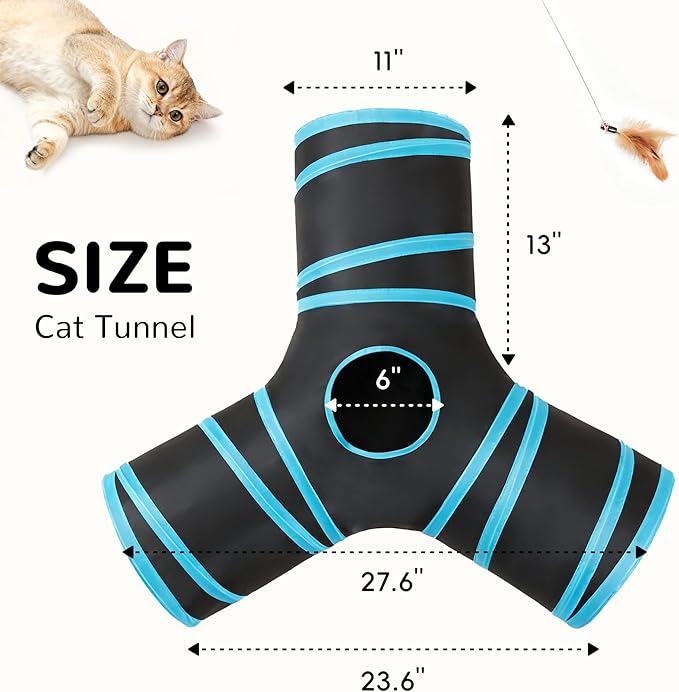 Multi-color indoor cat tunnel for active play
