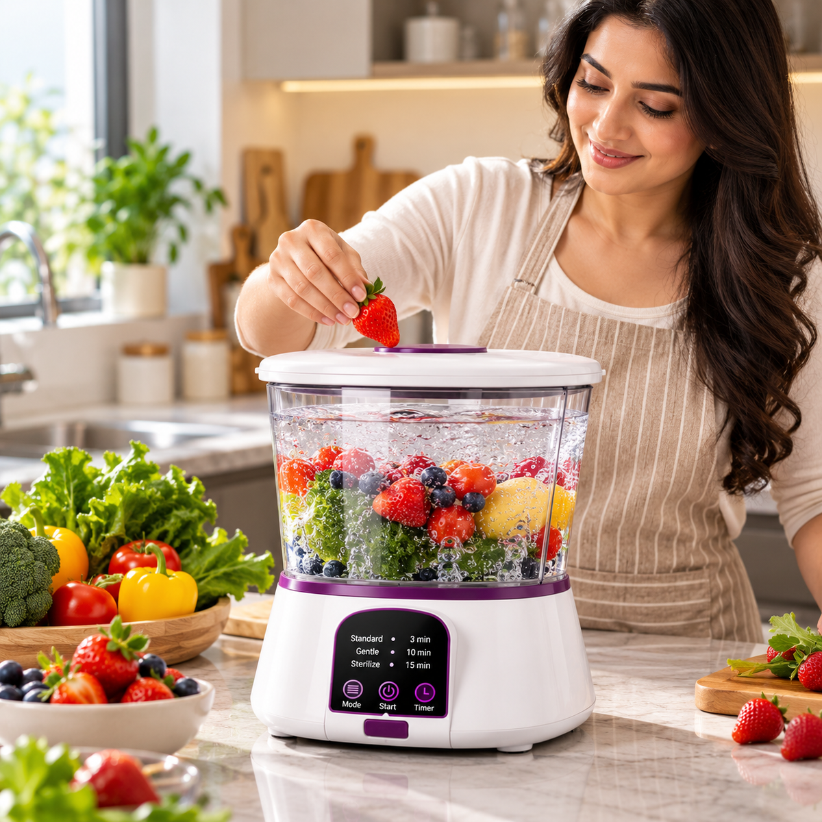 Electric Fruit & Vegetable Cleaning Machine – Multifunctional Food Cleaning & Purifying Appliance