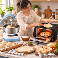 electric dough maker preparing fresh dough for homemade pizza, roti and naan