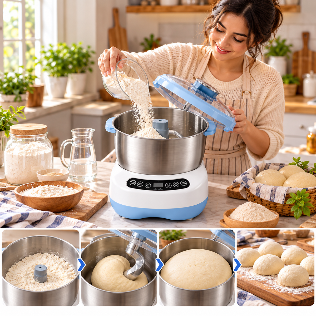Complete homemade pizza and roti making bundle with dough maker, cheese grater, electric oven and serving platters