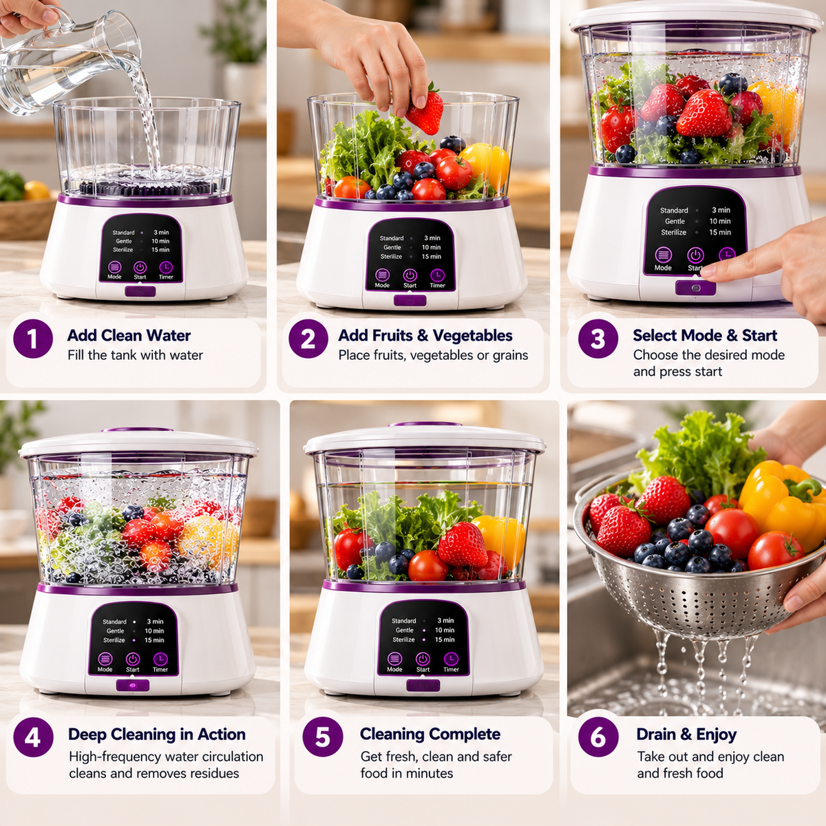 Household Electric Produce Washing & Cleaning Machine