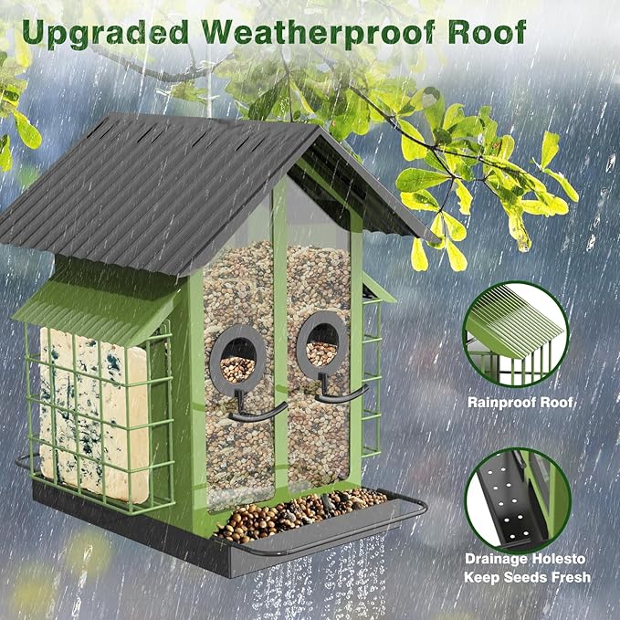 2 In 1 Bird Feeder For Seeds And Suet Feeding
