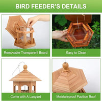 Weather Resistant Wooden Bird Feeder With Protective Roof