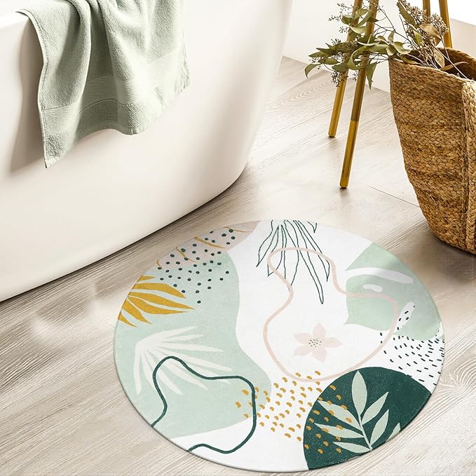 Non-slip round rug for bathroom and wet areas