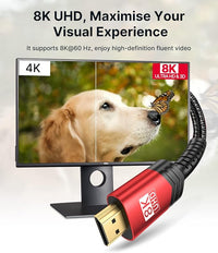 Durable 6ft braided HDMI 2.1 cable with ultra-fast data transfer and long-lasting construction.