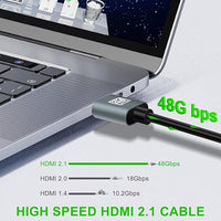 Flexible and durable HDMI cable supporting 8K at 60Hz and 4K at 120Hz resolutions.