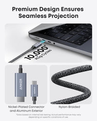 USB C to HDMI cable compatible with MacBook, iPad, iPhone, and more.