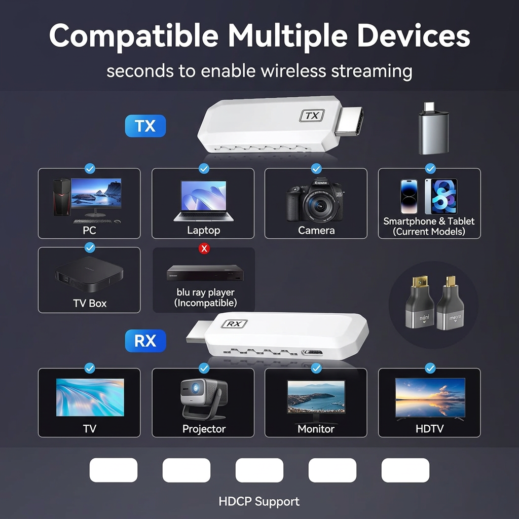 HDMI extender for projector with wireless connection support