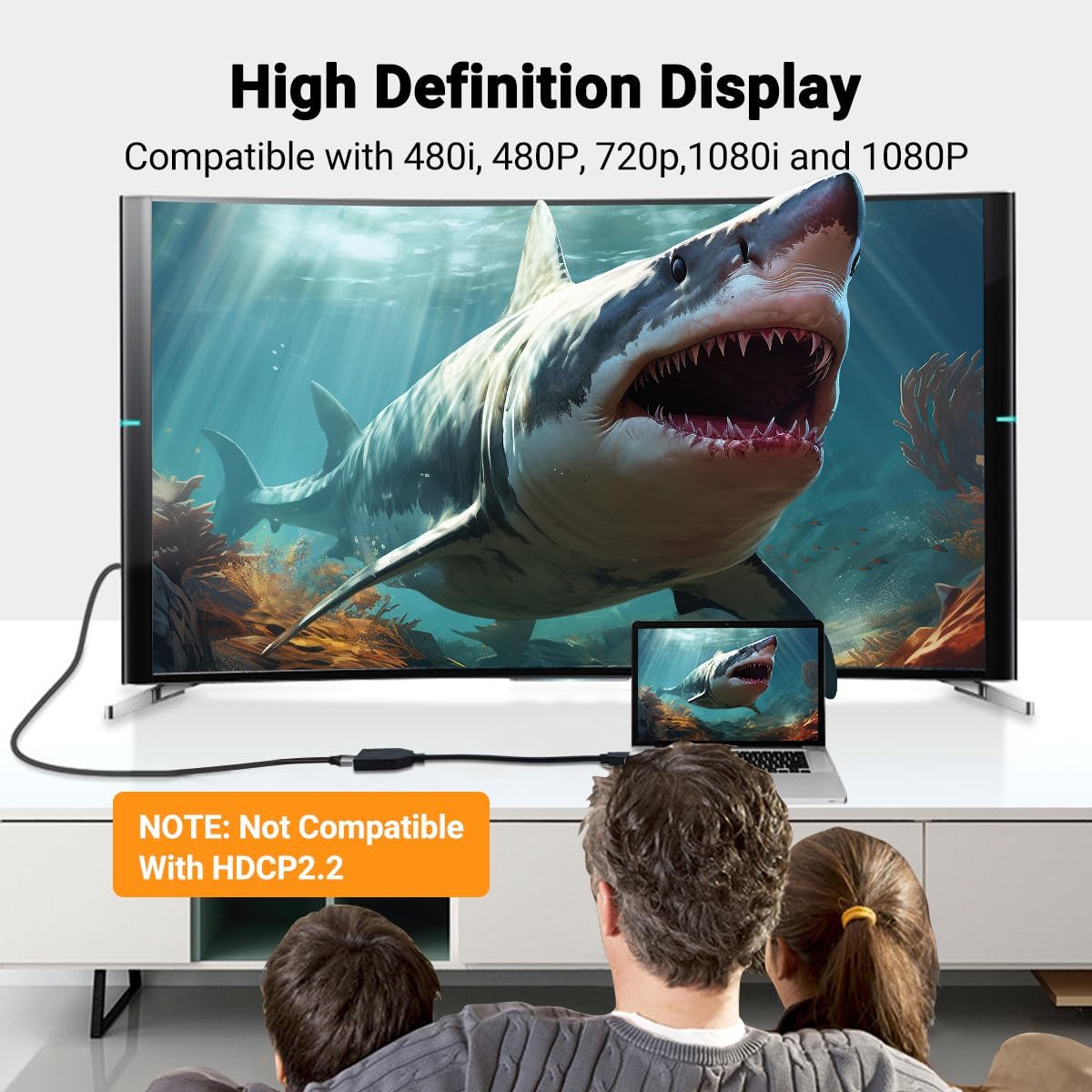 Durable and reliable HDMI splitter cable with gold-plated connectors for stable signal transmission.