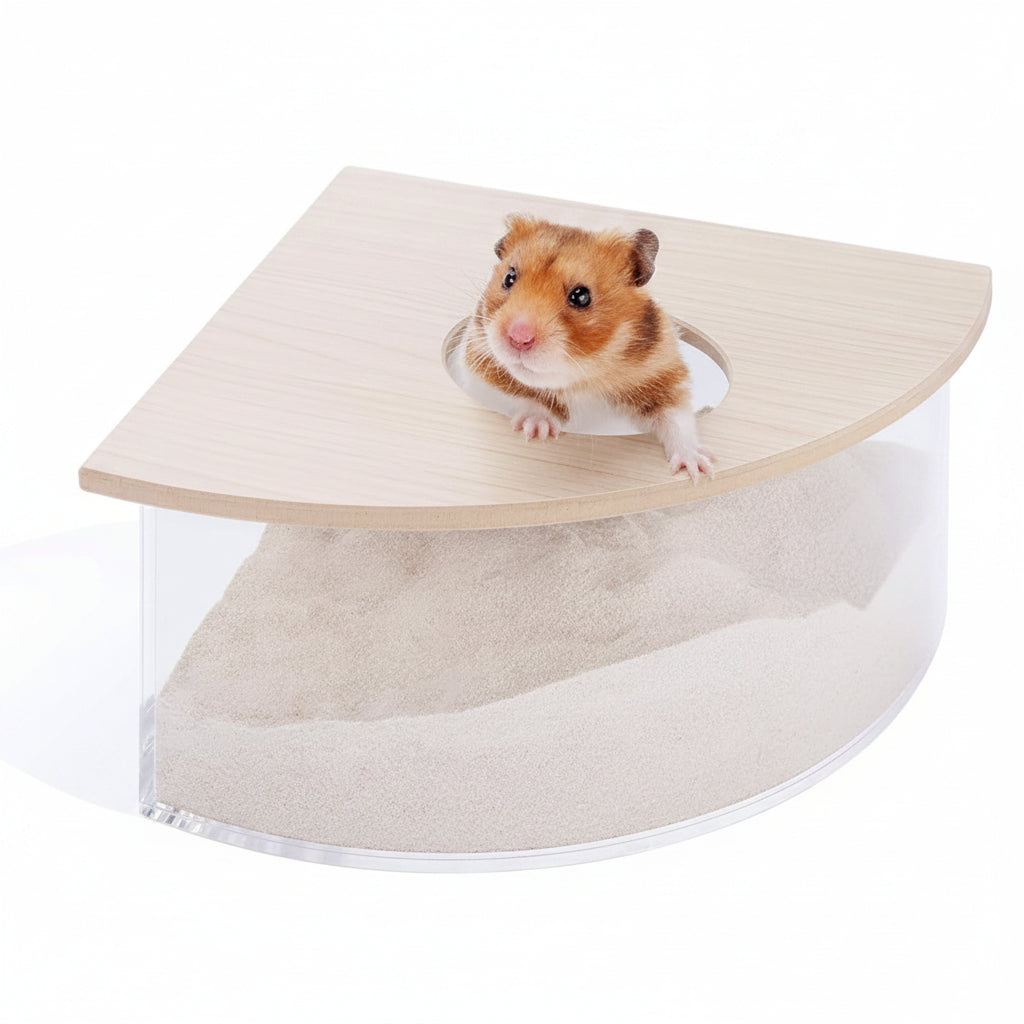 Triangle acrylic sand bath box for small pets in cage