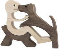Wooden Man and Dog Figurine for Home Décor