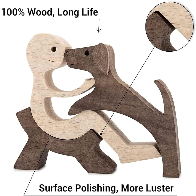 Wooden Friendship Statue for Dog Lovers