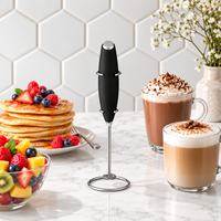 Black Electric Milk Frother & Matcha Whisk for Drinks