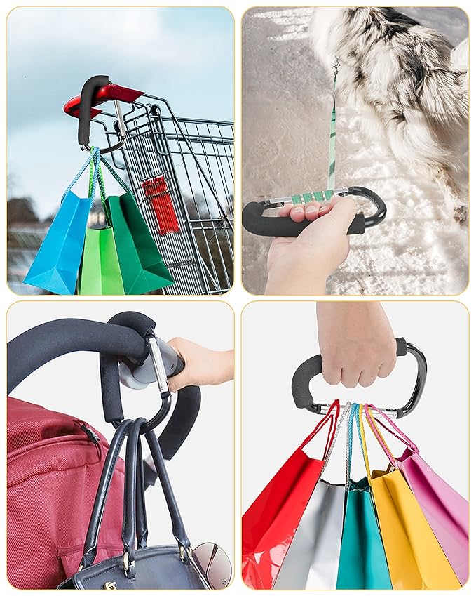 Hands-free stroller hooks for carrying bags, making outings easier and more organized.