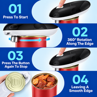 Black automatic electric can opener positioned on a compatible food tin during opening.