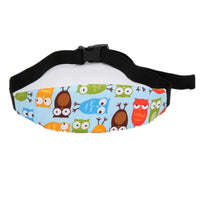 Head support for stroller and car seat, adjustable strap for toddlers and kids during travel and sleeping.
