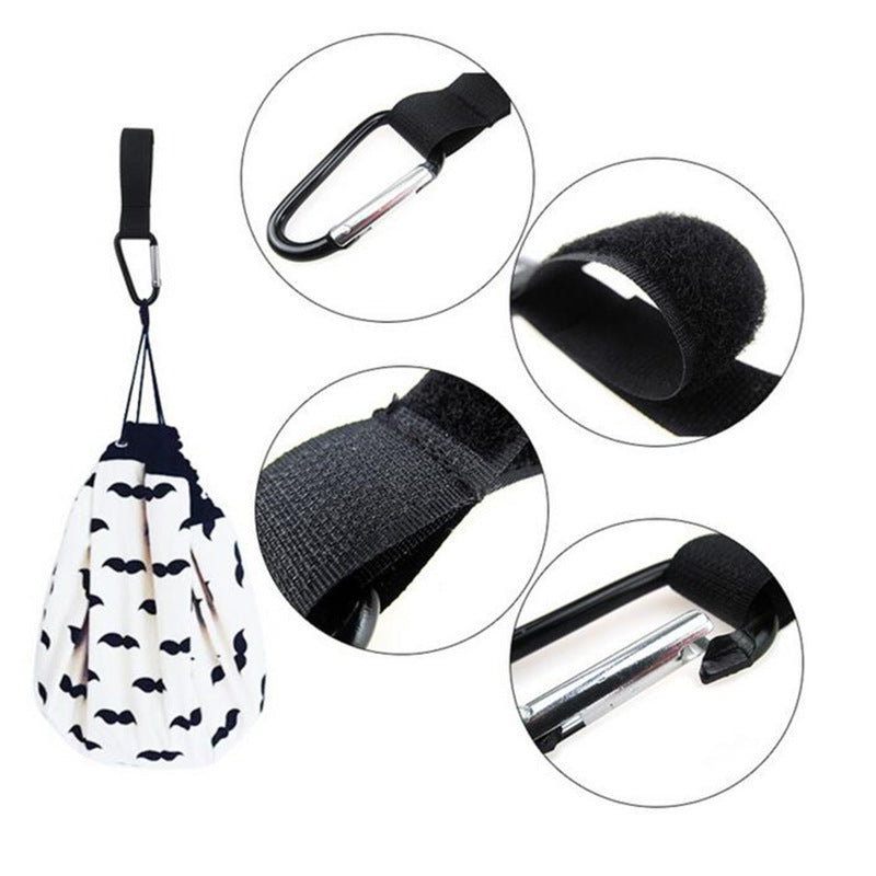 Heavy duty stroller hooks, designed for holding diaper bags and shopping bags securely.