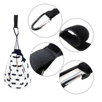 Heavy duty stroller hooks, designed for holding diaper bags and shopping bags securely.