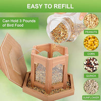 Hexagon Wooden Bird Feeder With Large Feeding Capacity