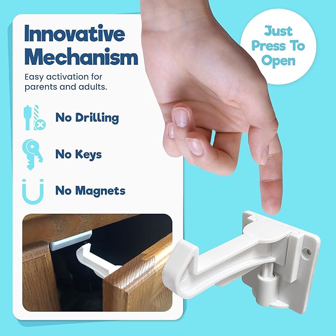 Hidden cabinet latch lock for baby safety and protection