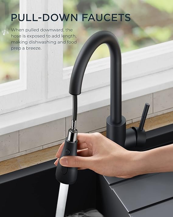 Matte black stainless steel sink faucet