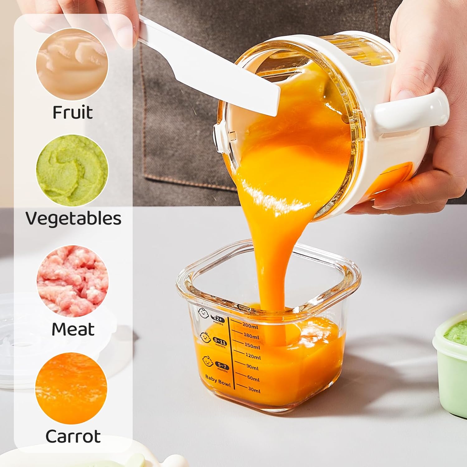 Homemade baby food preparation set with food processor, bowl, and blades