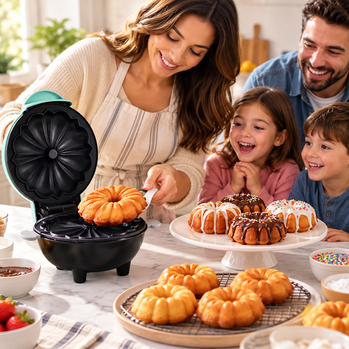 Electric Multi-Treat Maker for Lava Cakes, Donuts & Waffles
