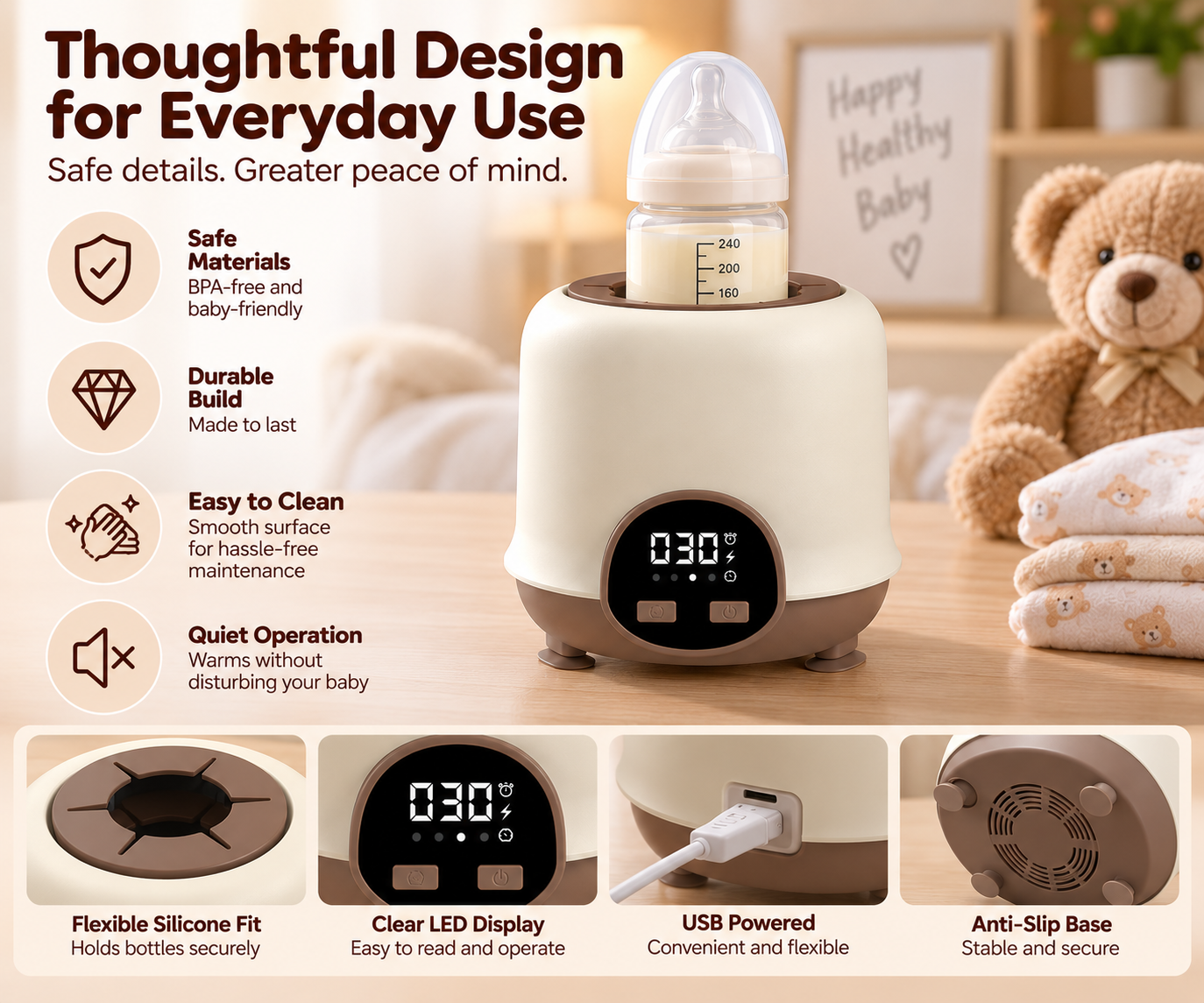 Hot bottle warmer for baby milk formula and newborn feeding bottles