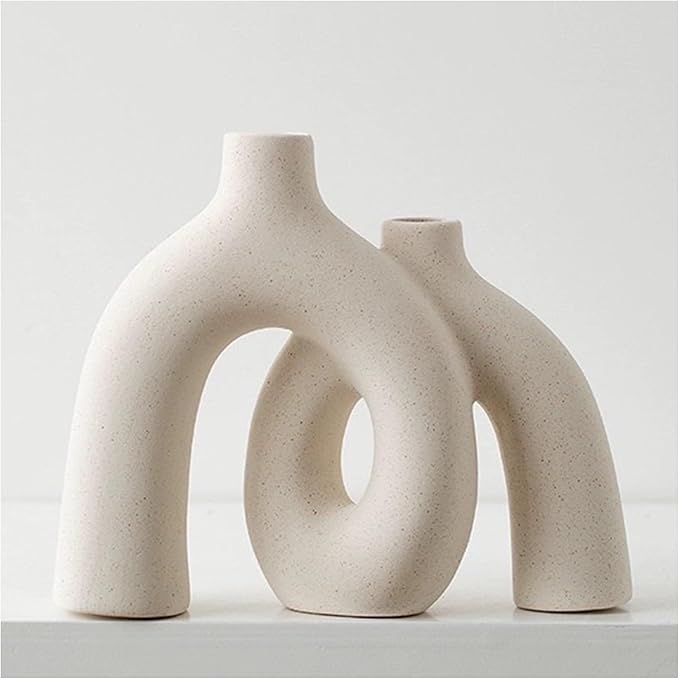 Matte Ceramic Donut Vases for Living Room Decoration