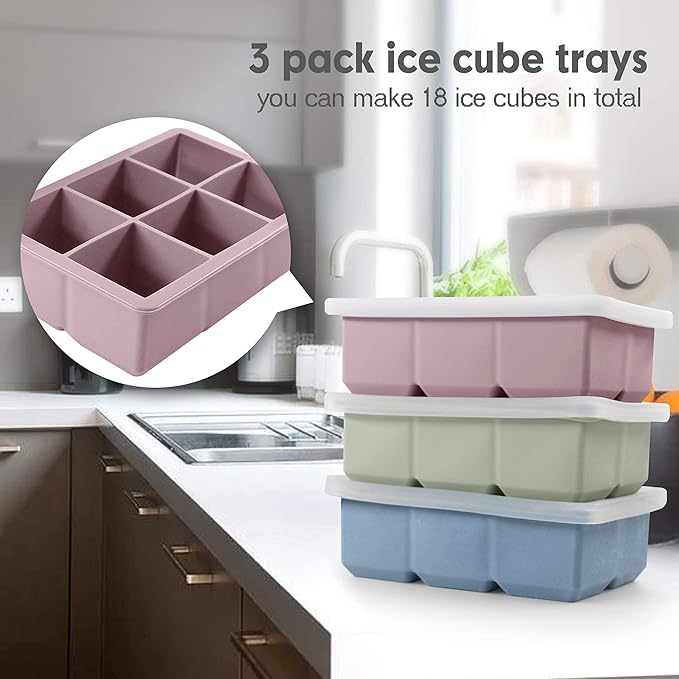 Easy Release Silicone Ice Cube Tray with Lid