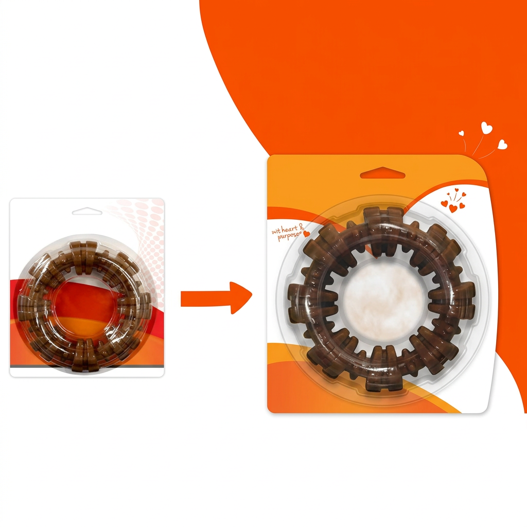 Flavored dog chew toy ring keeps dogs engaged