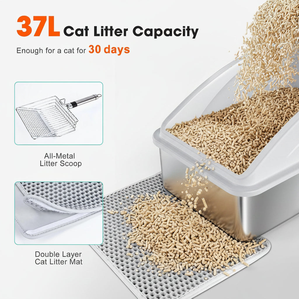 Cat Litter Box With Lid For Easy Daily Cleaning