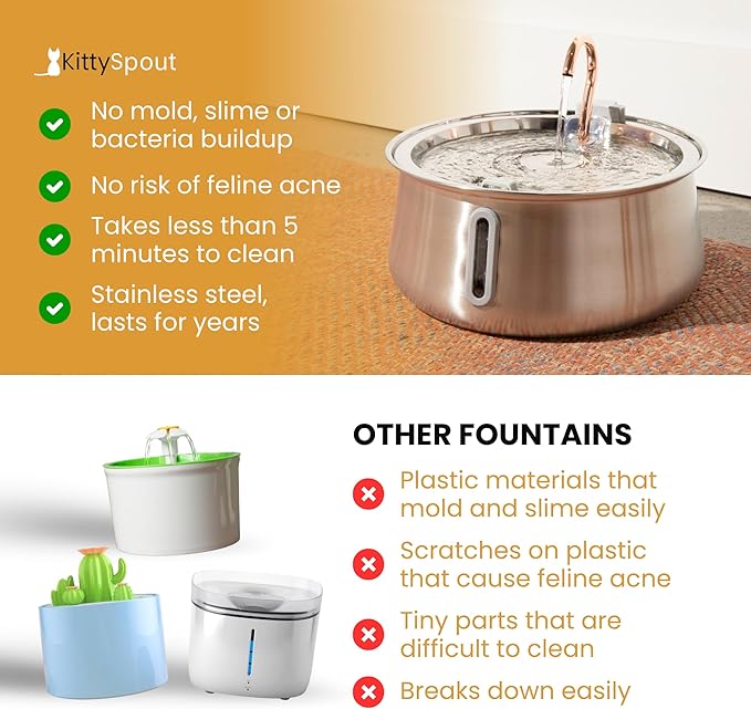Indoor stainless steel water fountain for cats and small pets